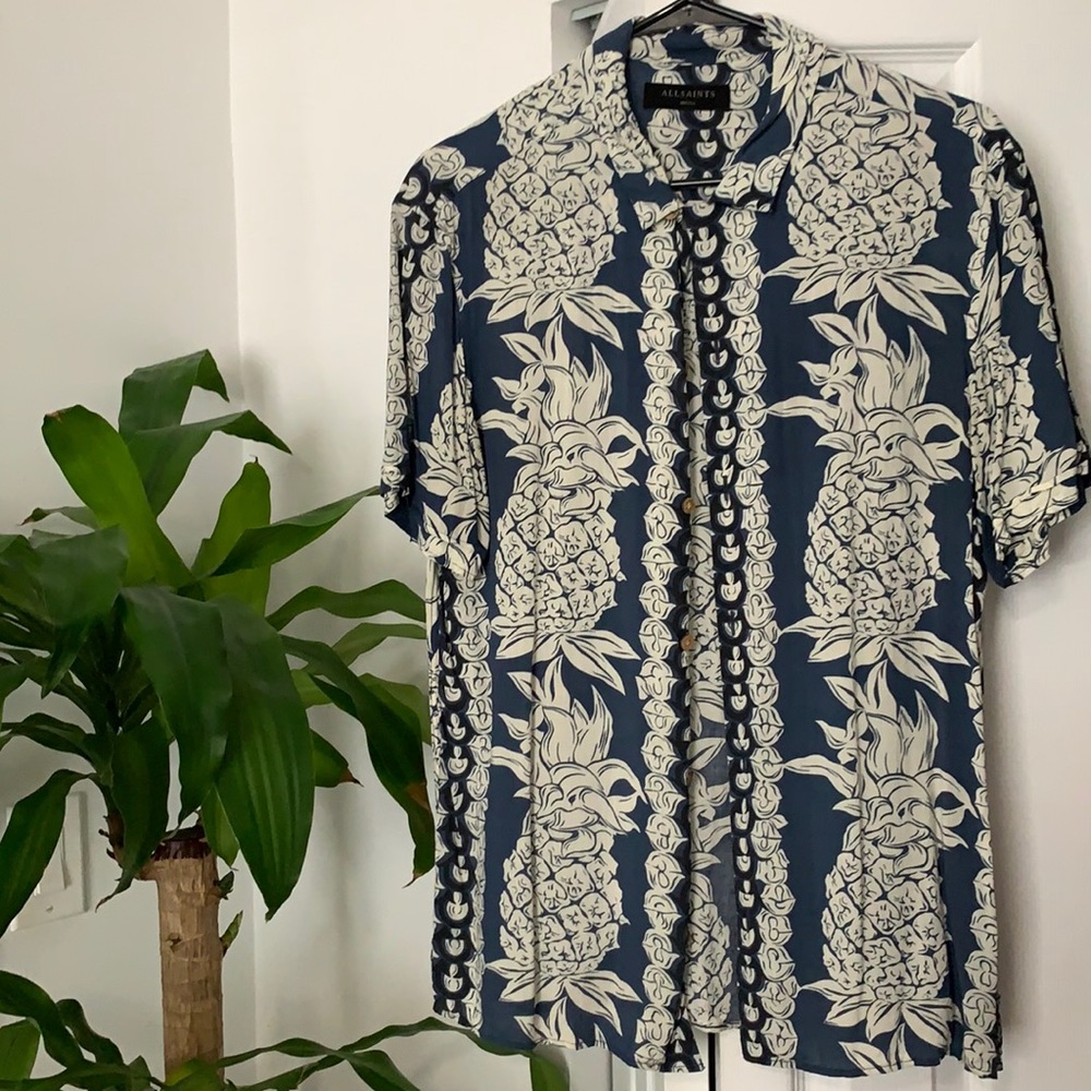 Blue, Black & Beige Summer Casual Shirt ALL SAINTS